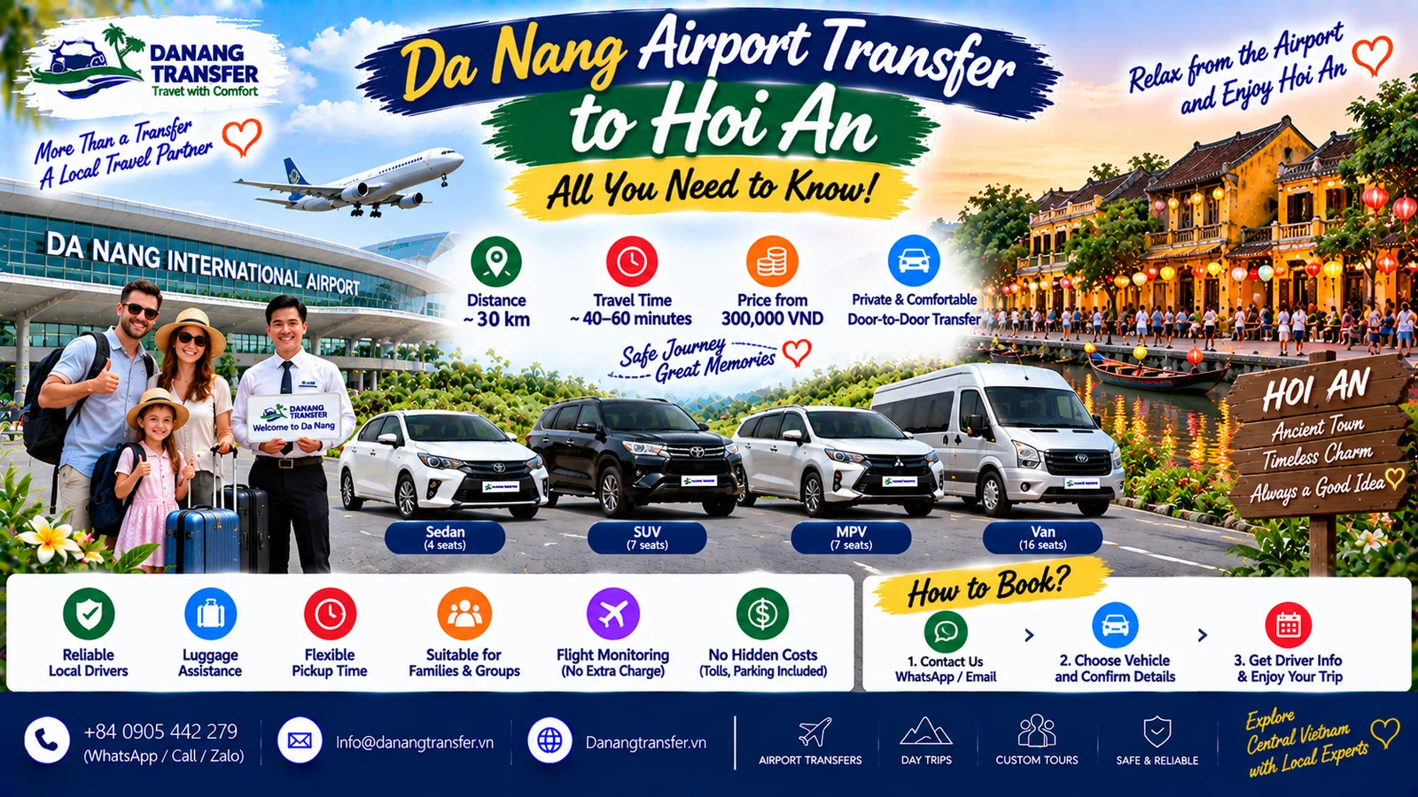 Da Nang Airport to Hoi An transfer by private car with driver