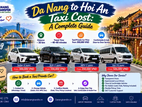 Da Nang to Hoi An taxi cost and private car transfer price guide