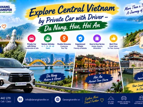 Explore Central Vietnam by private car with driver from Da Nang to Hue and Hoi An