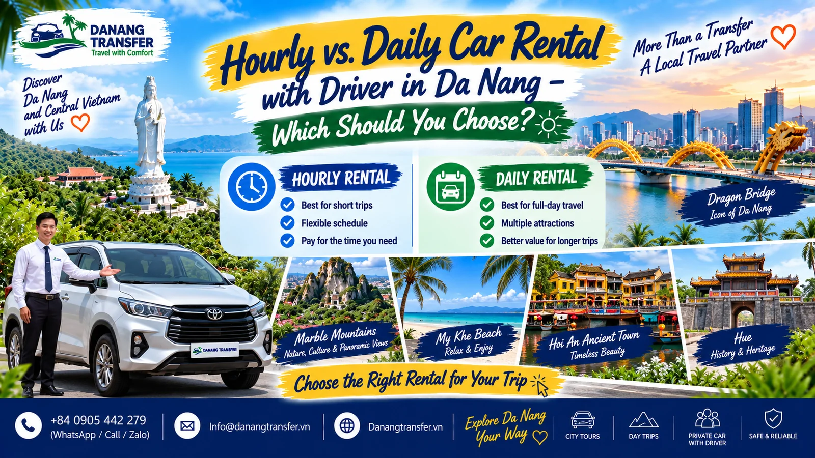 Hourly vs daily car rental with driver in Da Nang – Danang Transfer