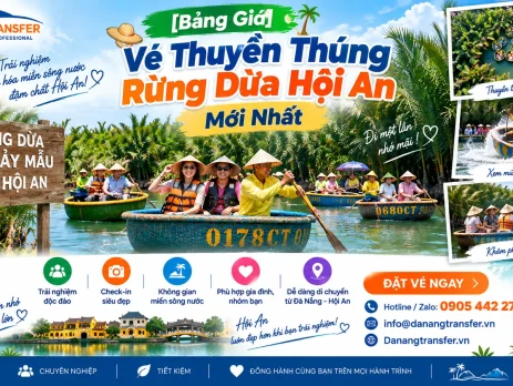 Bảng giá vé thuyền thúng Rừng Dừa Hội An mới nhất tại Rừng Dừa Bảy Mẫu