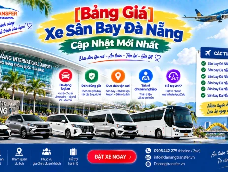 Bảng giá xe sân bay Đà Nẵng cập nhật mới nhất dịch vụ đưa đón sân bay