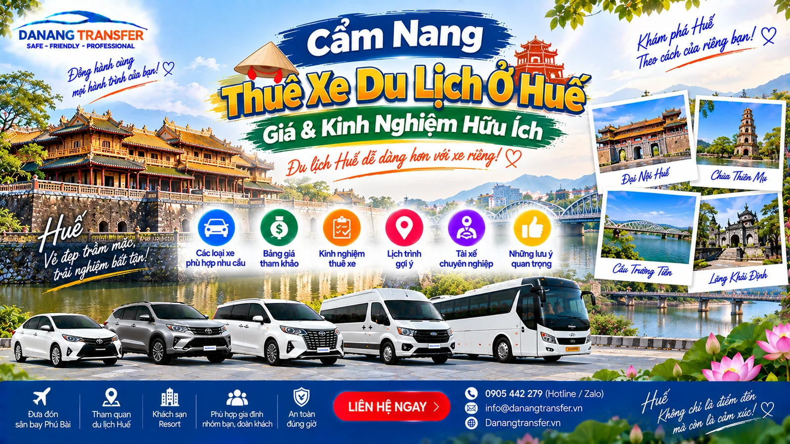 Cẩm nang thuê xe du lịch ở Huế giá và kinh nghiệm hữu ích