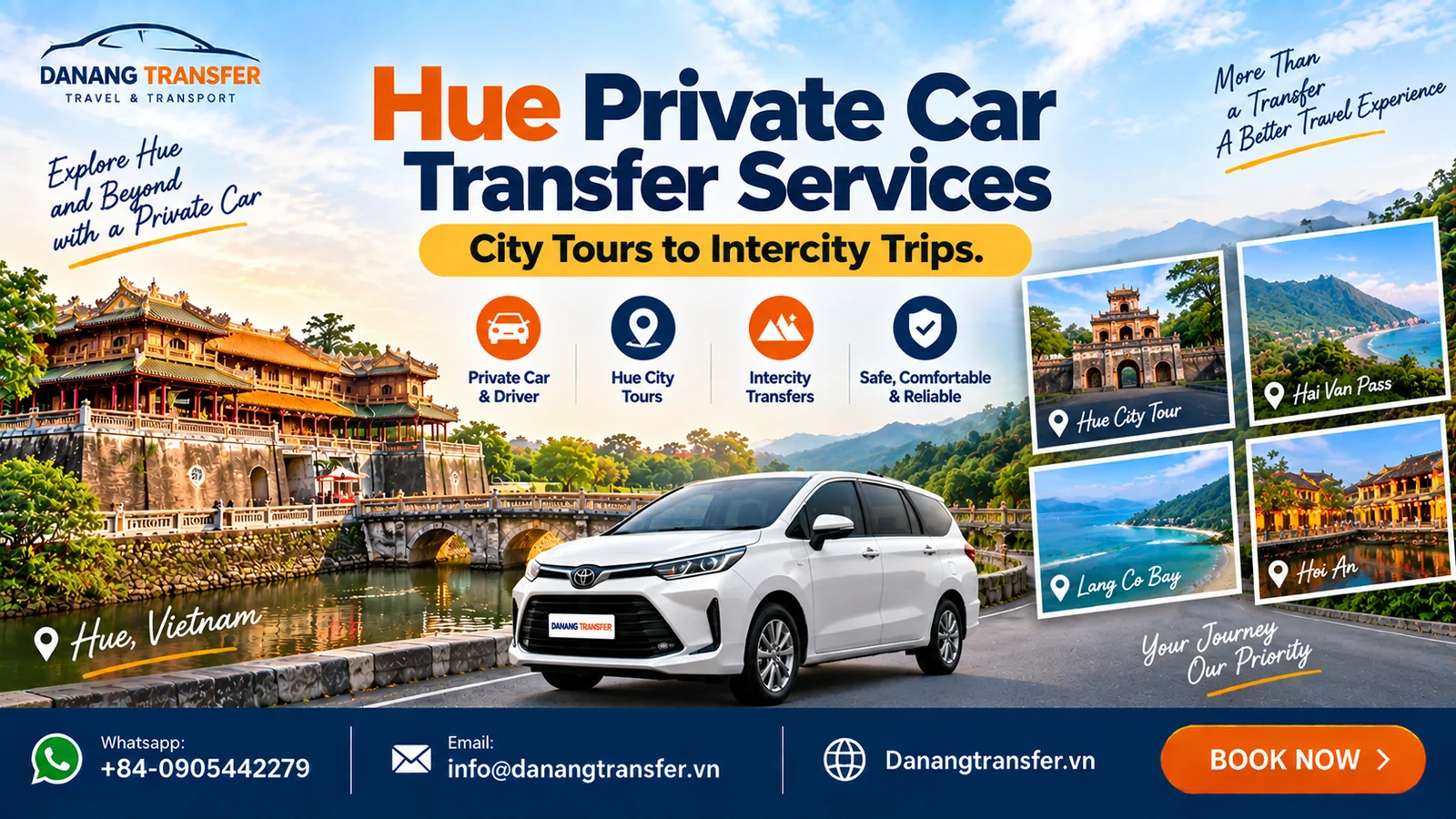 Hue Private Car Transfer Services | City Tours to Intercity Trips
