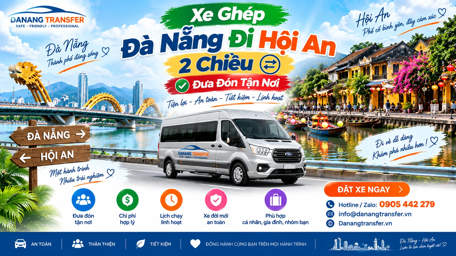 Xe Ghép Đà Nẵng Đi Hội An 2 Chiều – Đưa Đón Tận Nơi