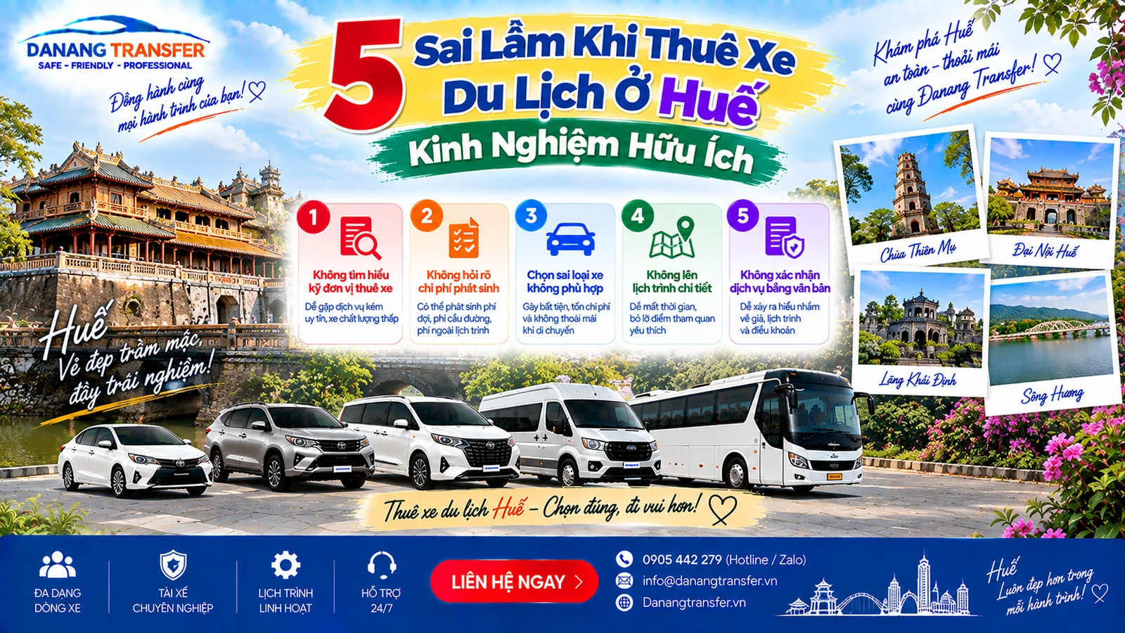5 sai lầm khi thuê xe du lịch ở Huế và kinh nghiệm hữu ích cần biết