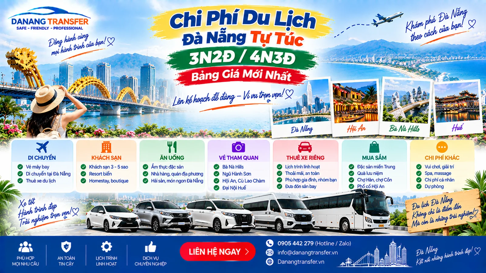 Chi phí du lịch Đà Nẵng tự túc 3N2Đ 4N3Đ bảng giá mới nhất