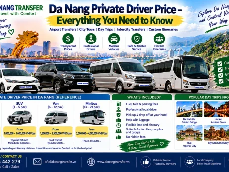 Da Nang private driver price guide with car and driver options