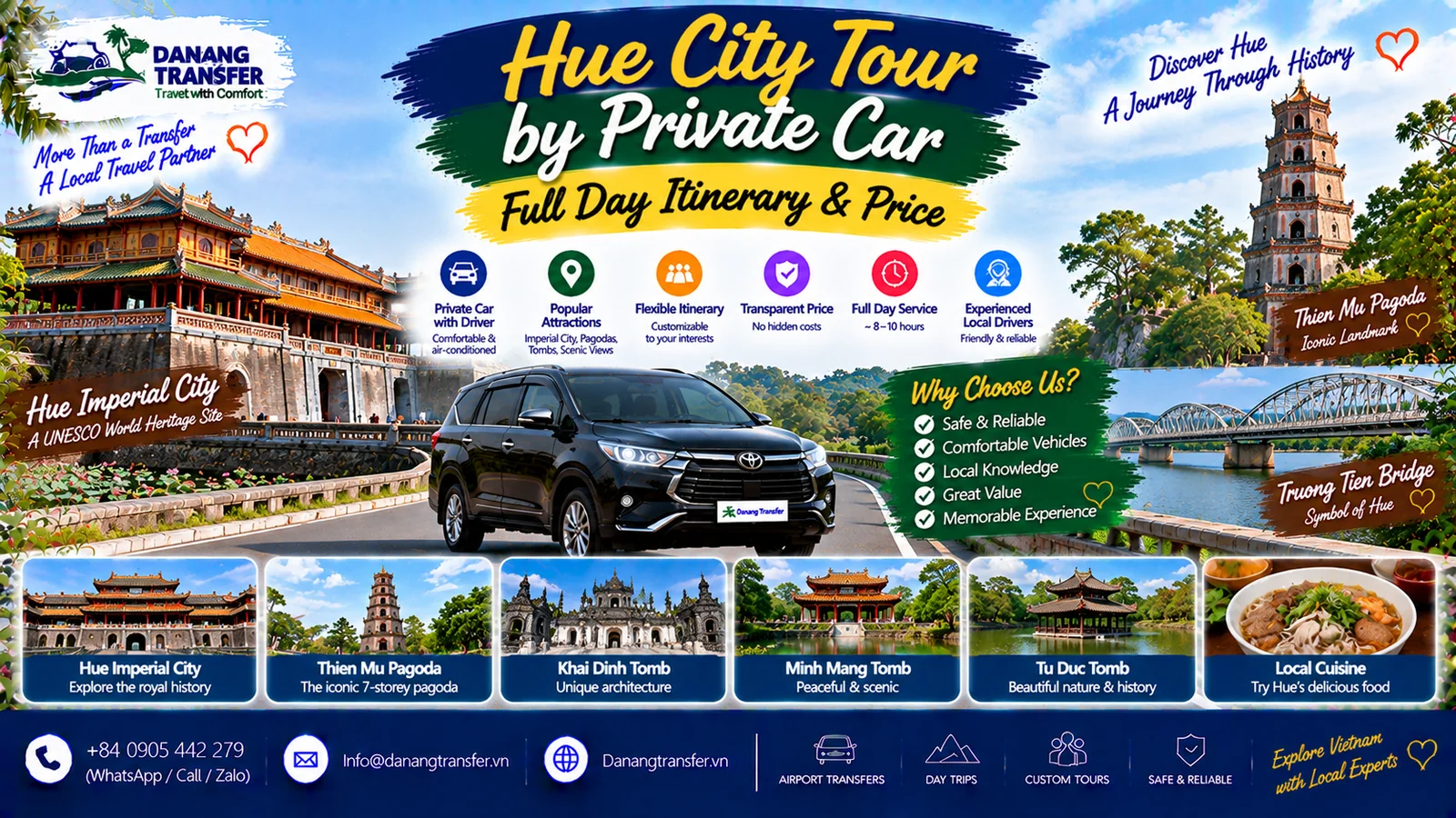 Hue City Tour by private car with driver full day itinerary and price