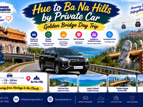Hue to Ba Na Hills by private car for a Golden Bridge day trip