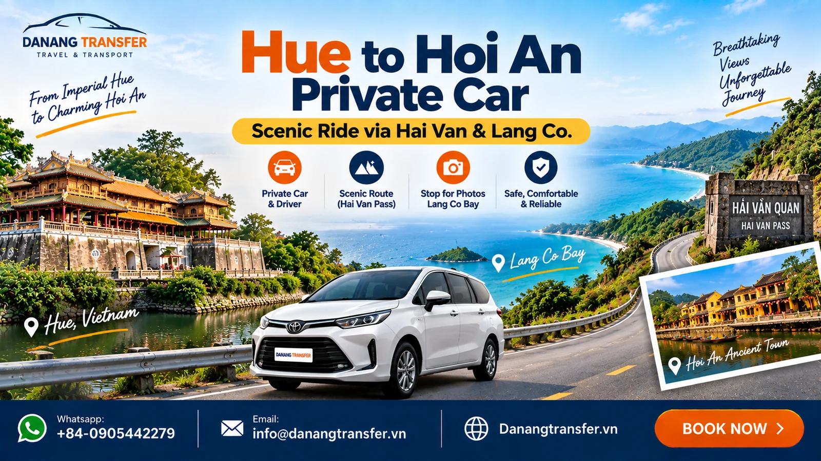 Hue to Hoi An Private Car – Scenic Ride via Hai Van & Lang Co