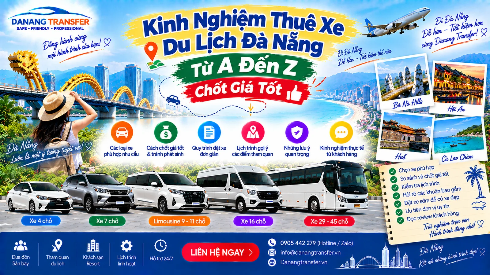 Kinh nghiệm thuê xe du lịch Đà Nẵng từ A đến Z và cách chốt giá tốt