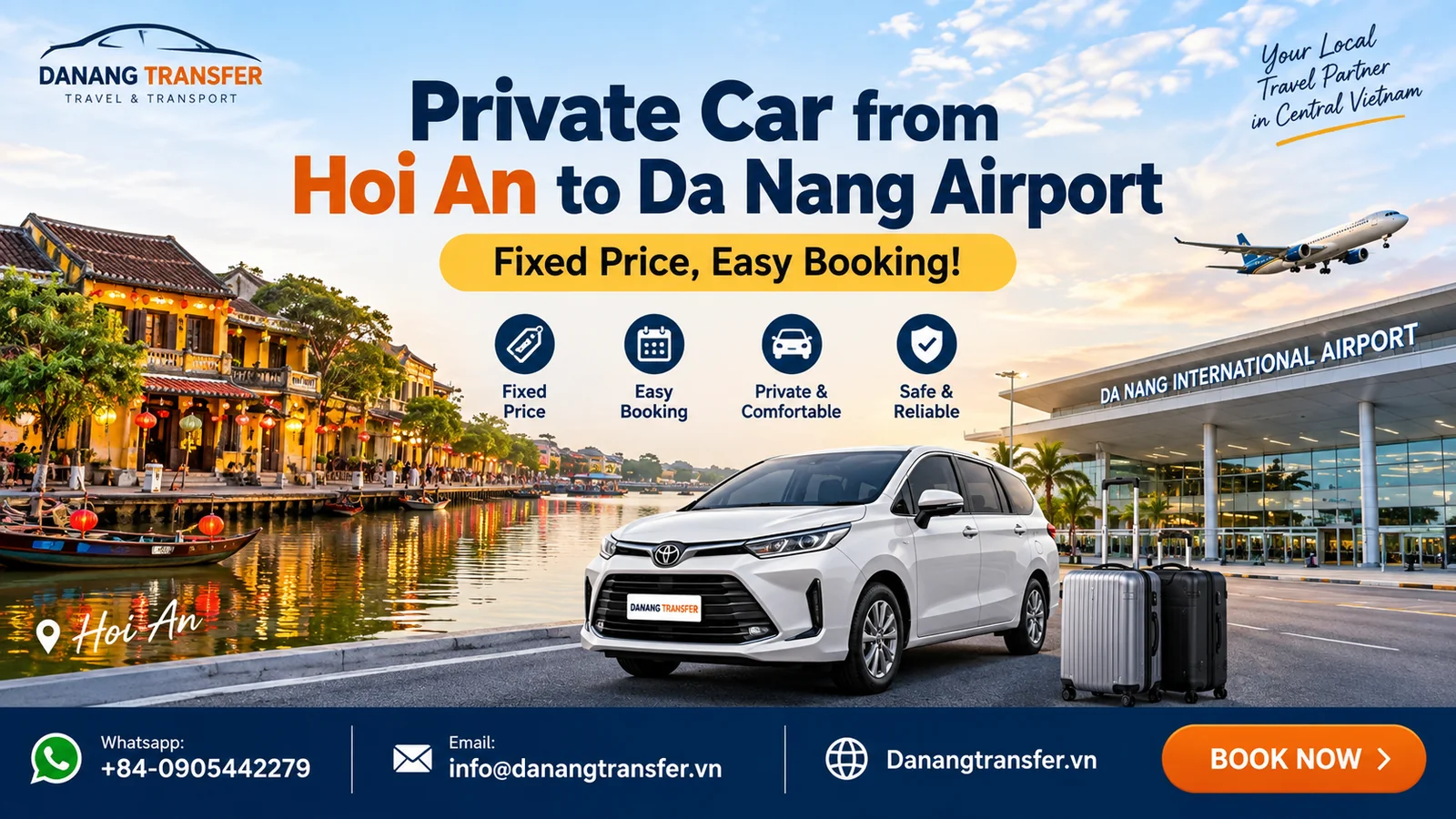Private car from Hoi An to Da Nang Airport