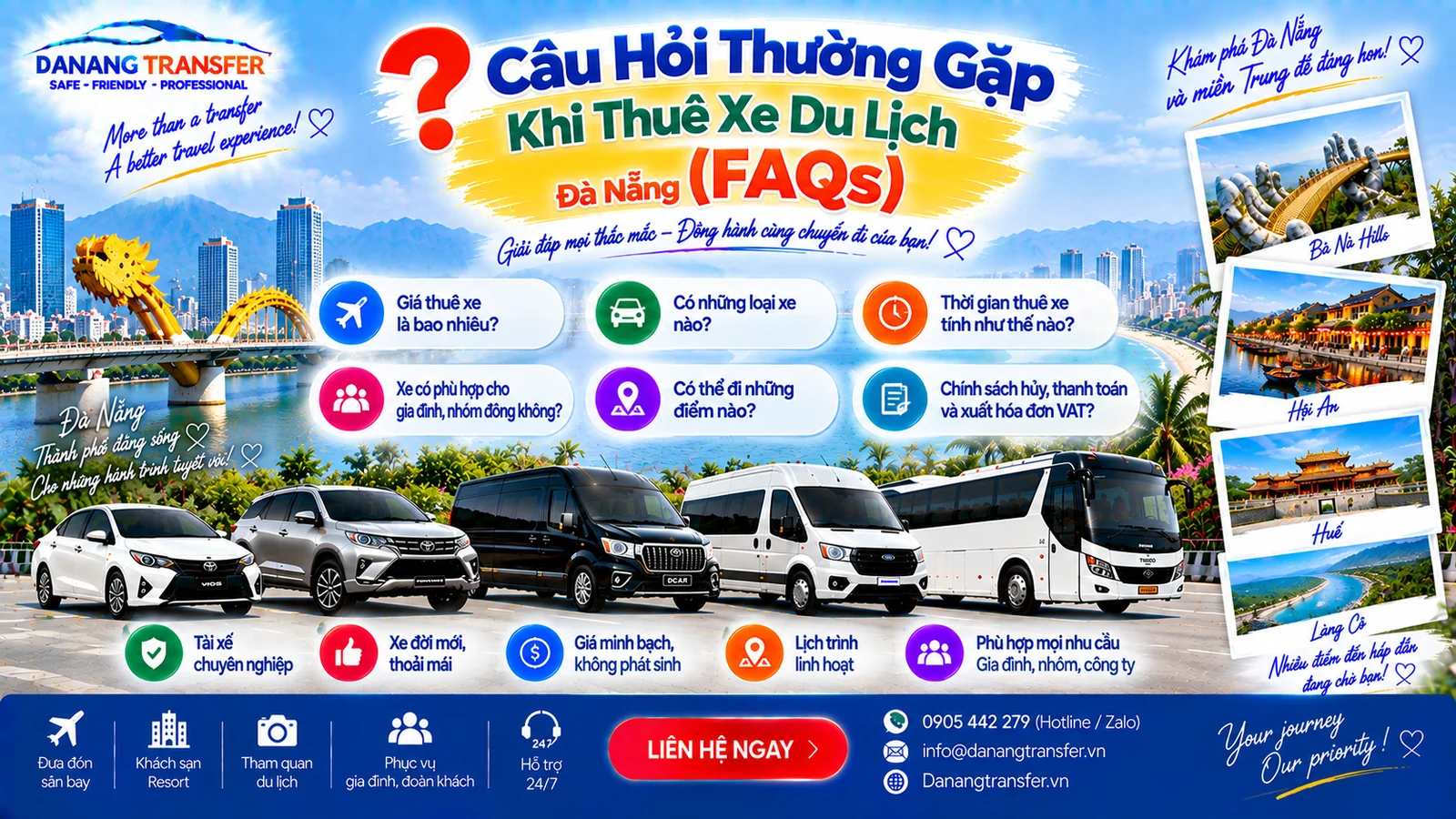 Câu hỏi thường gặp khi thuê xe du lịch Đà Nẵng FAQs