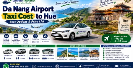 Da Nang Airport taxi cost to Hue with private car and driver