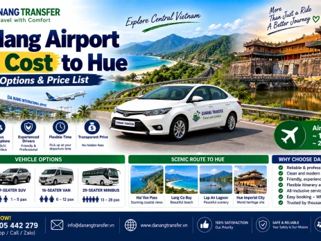 Da Nang Airport taxi cost to Hue with private car and driver