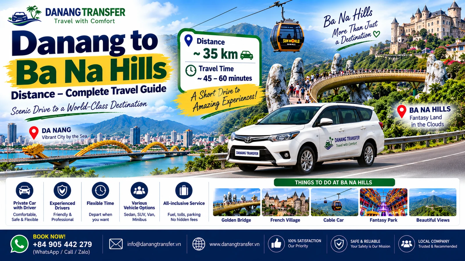 Danang to Ba Na Hills distance and travel guide by private car