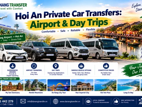 Hoi An private car transfers from Da Nang Airport and day trips with driver