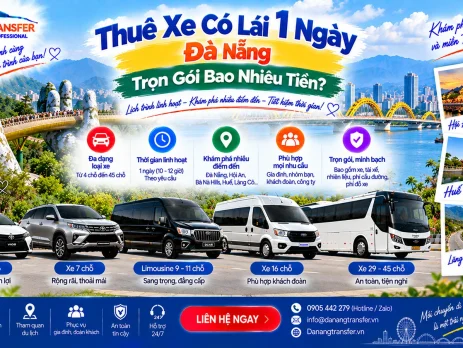 Thuê xe có lái 1 ngày Đà Nẵng trọn gói bao nhiêu tiền