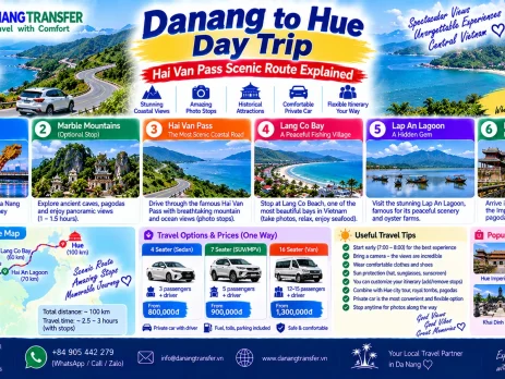 Da Nang to Hue day trip via Hai Van Pass with Marble Mountains, Lang Co Bay and Lap An Lagoon