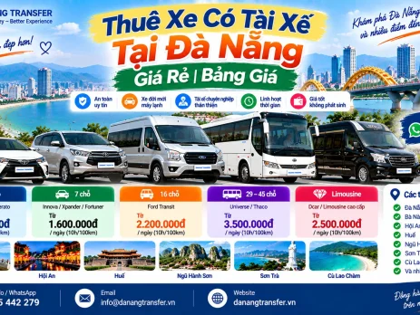 Thuê xe có tài xế tại Đà Nẵng giá rẻ bảng giá xe 4 đến 45 chỗ