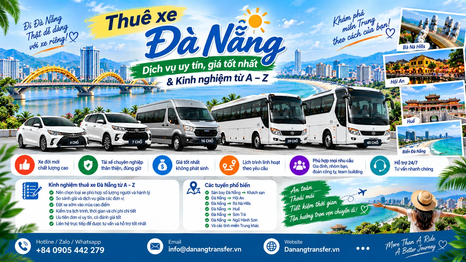 Thuê xe Đà Nẵng dịch vụ uy tín giá tốt và kinh nghiệm thuê xe từ A-Z