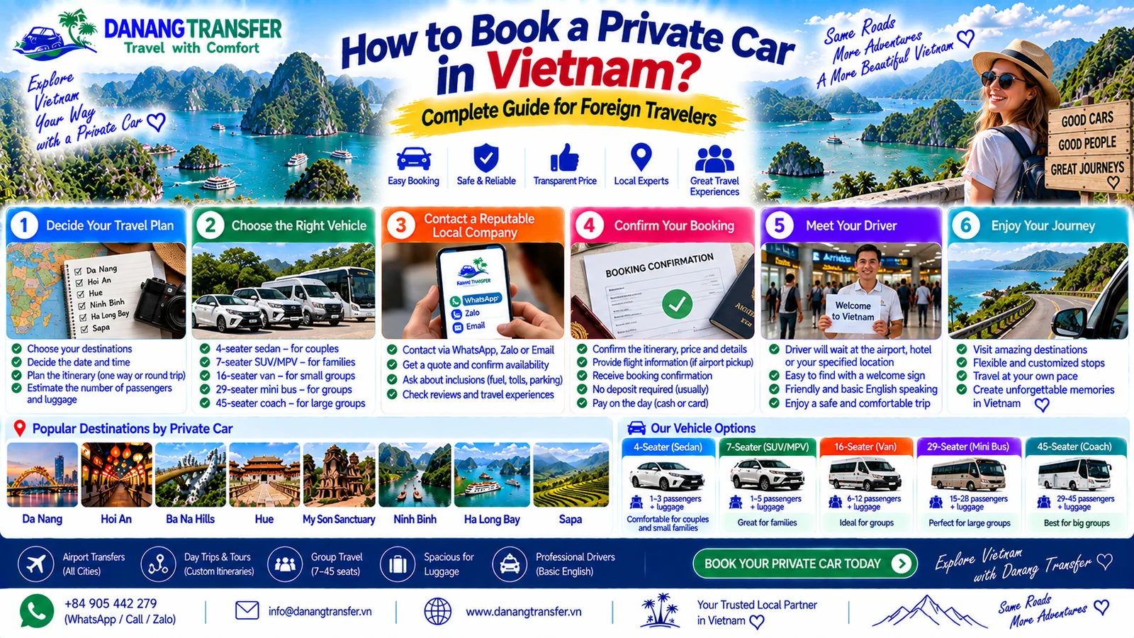 How to book a private car in Vietnam with a driver for foreign travelers