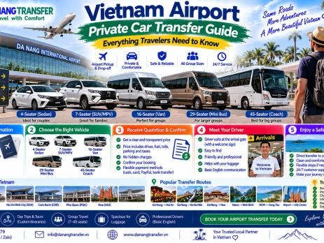 Vietnam airport private car transfer guide with vehicle options, booking steps and travel tips