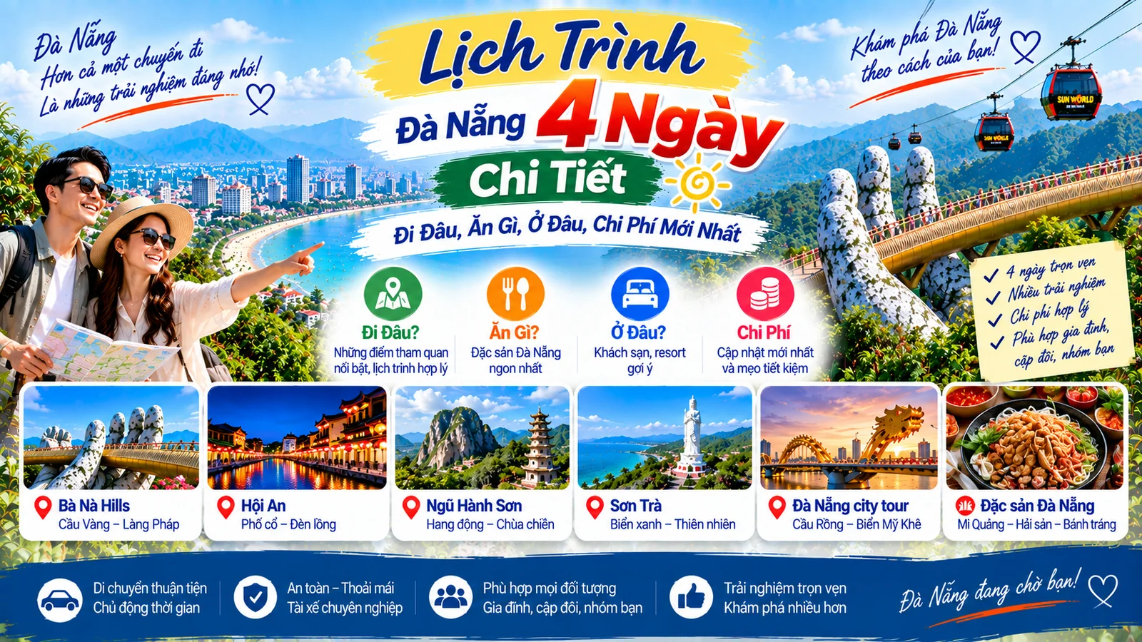 Lịch trình Đà Nẵng 4 ngày chi tiết đi đâu ăn gì ở đâu và chi phí mới nhất