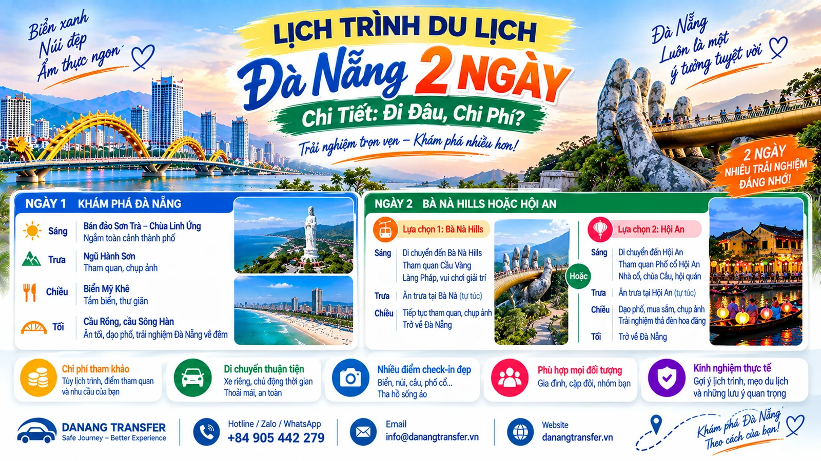 Lịch trình du lịch Đà Nẵng 2 ngày chi tiết đi đâu và chi phí