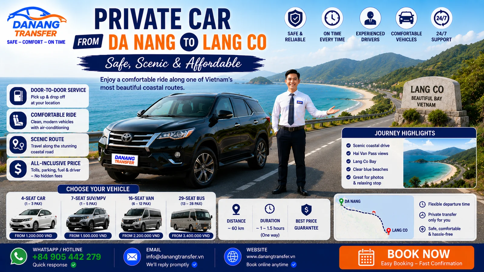 Private Car from Da Nang to Lang Co