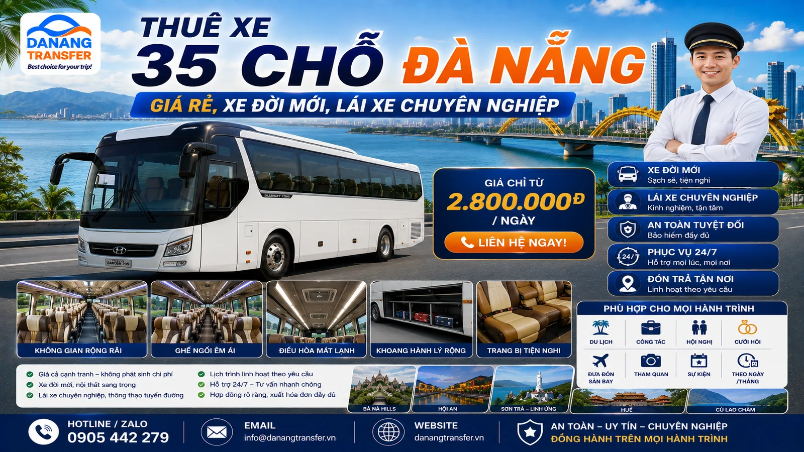 Thuê xe 35 chỗ tại Đà Nẵng