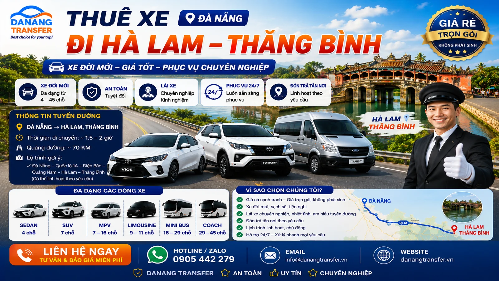 Thuê xe Đà Nẵng đi Hà Lam, Thăng Bình