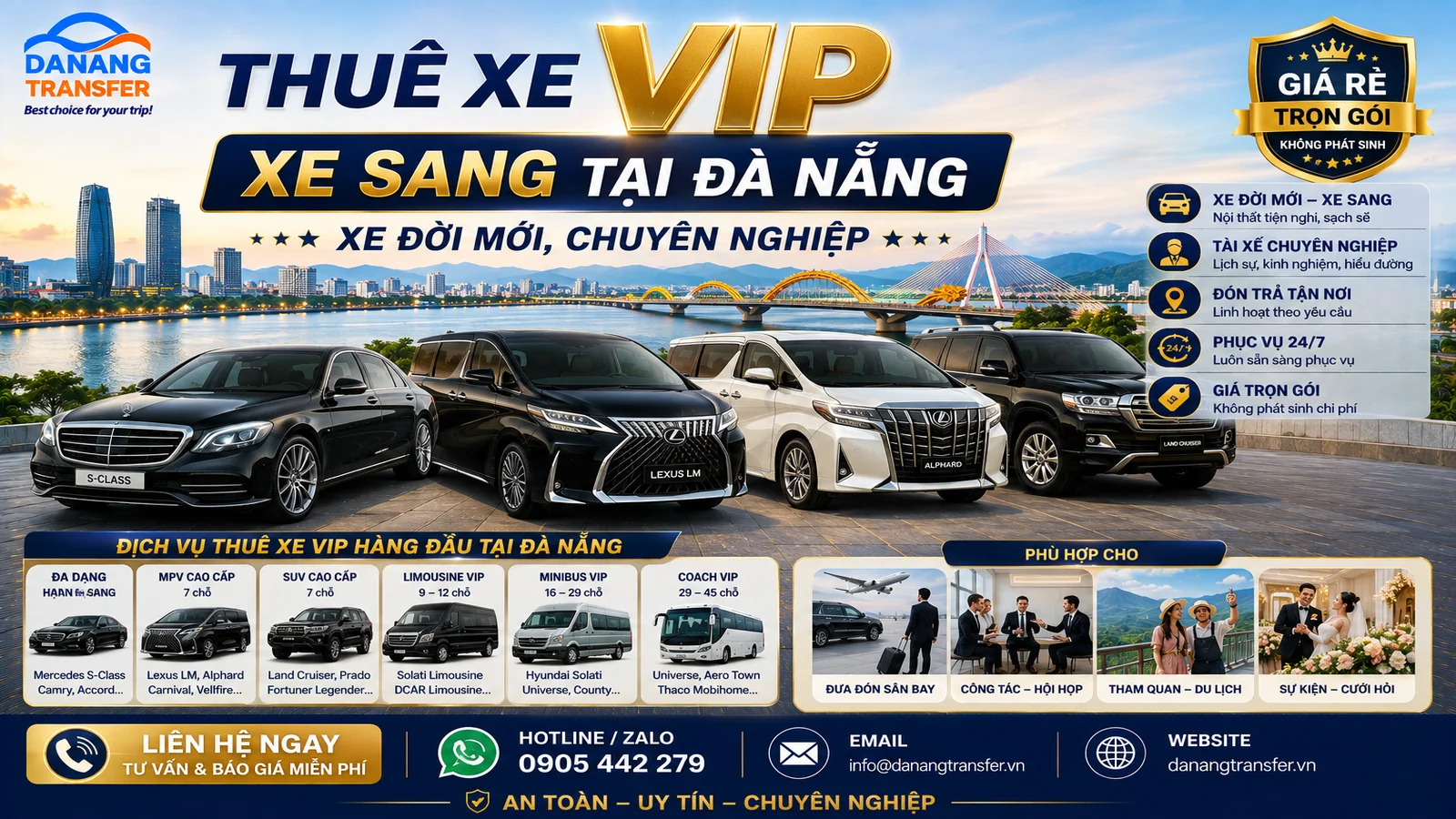 Thuê xe VIP, xe sang tại Đà Nẵng