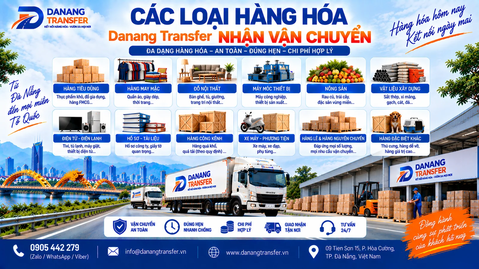Các loại hàng hóa Danang Transfer nhận vận chuyển tại Đà Nẵng và toàn quốc
