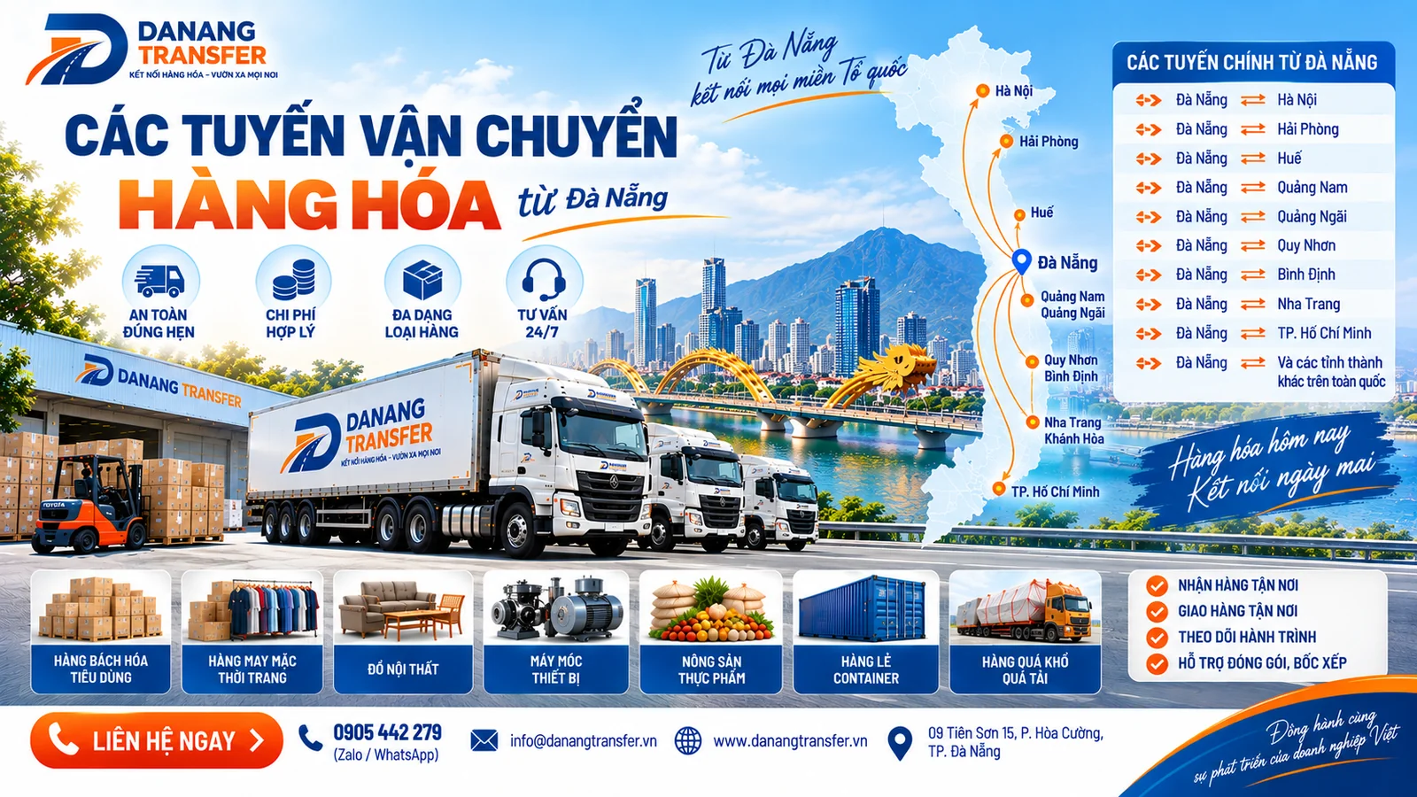 Các tuyến vận chuyển hàng hóa từ Đà Nẵng đi toàn quốc – Danang Transfer