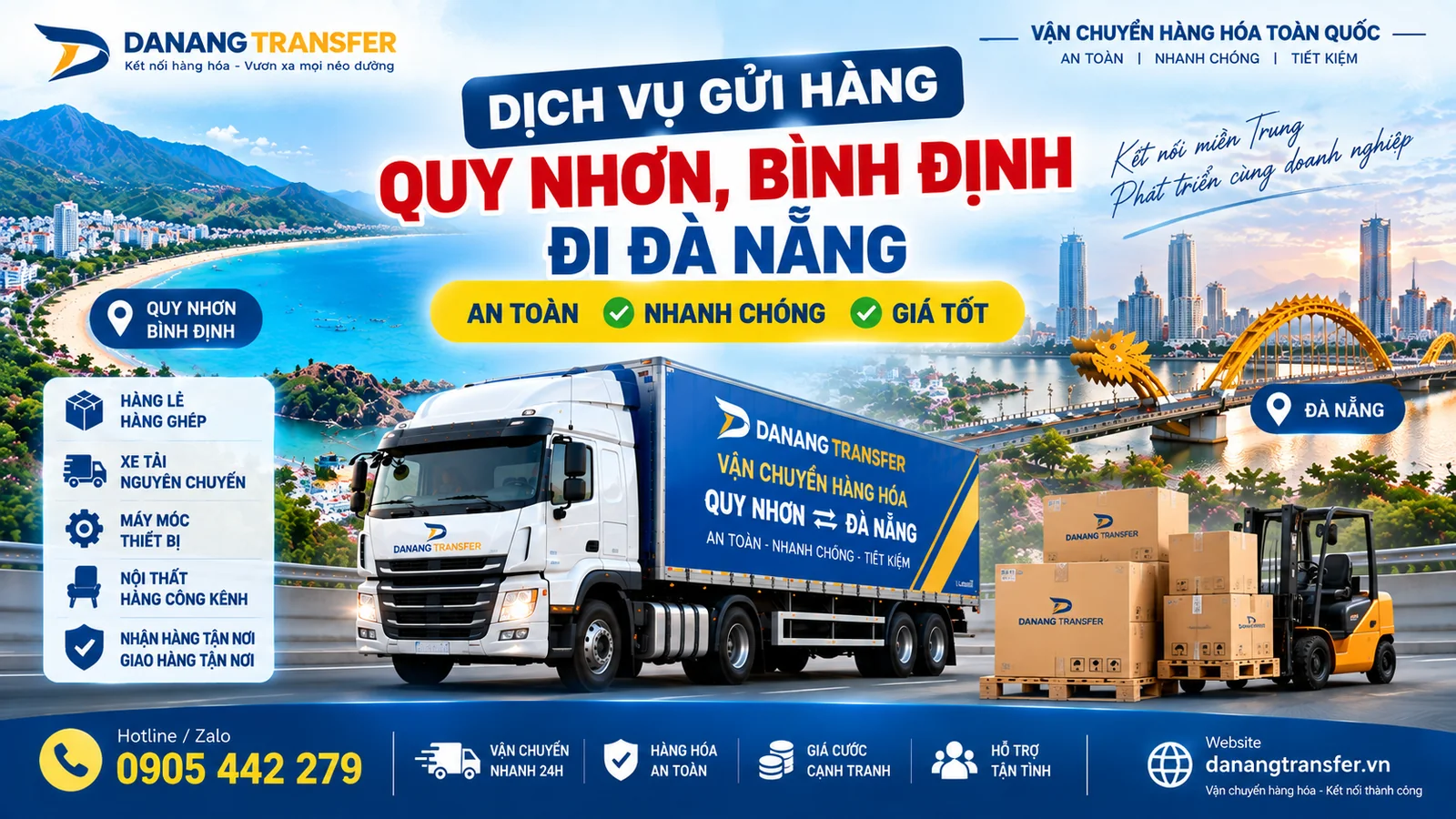 Dịch vụ gửi hàng Quy Nhơn Bình Định đi Đà Nẵng giá tốt, giao hàng tận nơi – Danang Transfer.