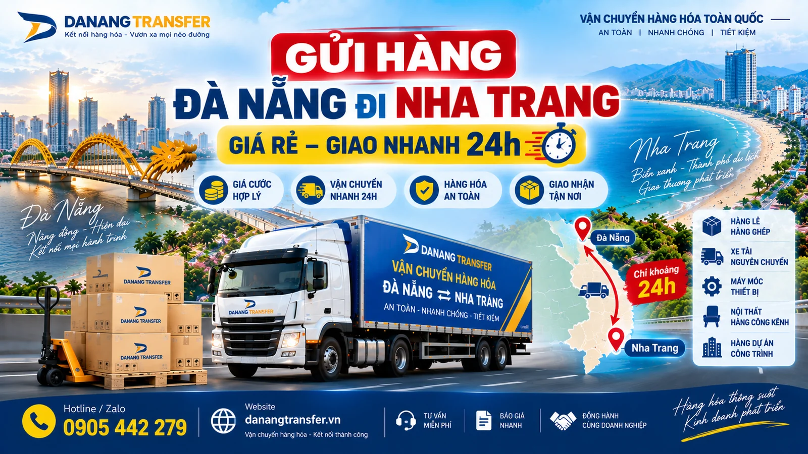 Gửi hàng Đà Nẵng đi Nha Trang giá rẻ, giao nhanh 24h – Danang Transfer.
