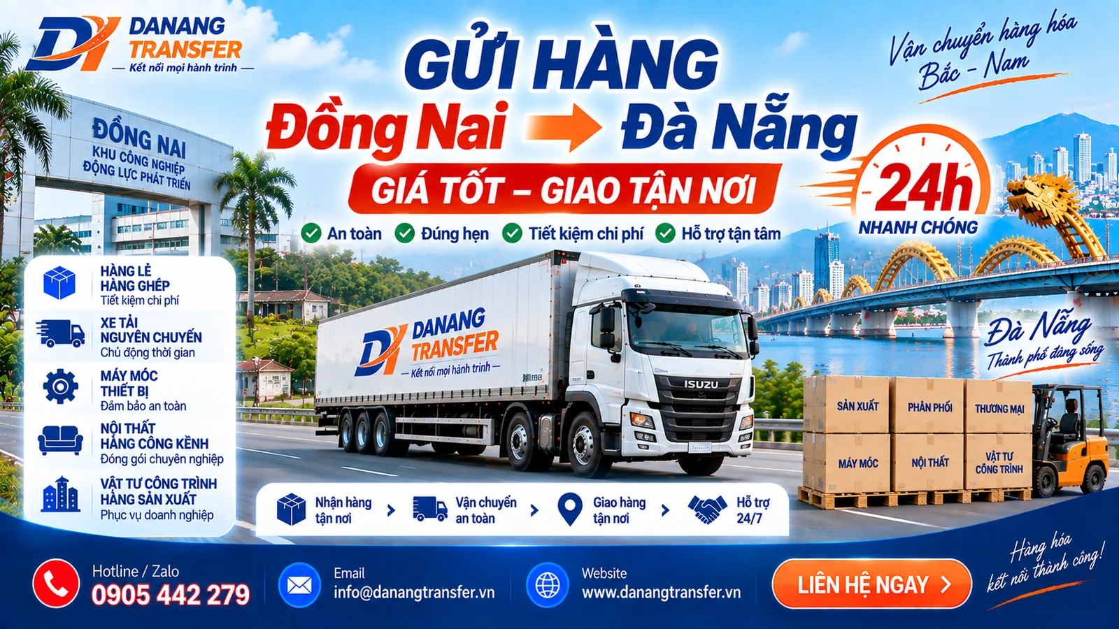 Gửi hàng Đồng Nai đi Đà Nẵng giá tốt giao tận nơi 24h – Danang Transfer