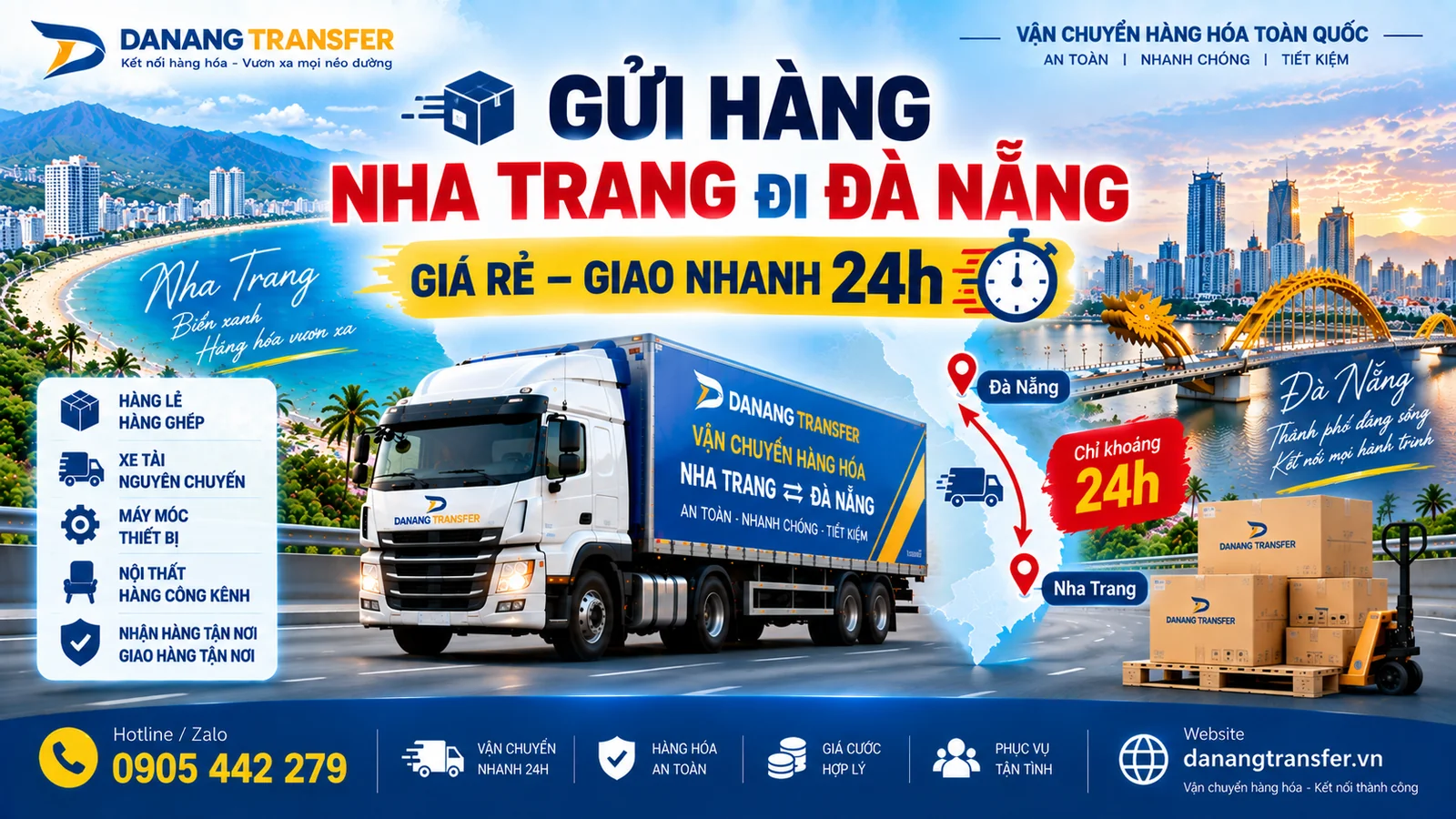 Gửi hàng Nha Trang đi Đà Nẵng giá rẻ, giao nhanh 24h – Danang Transfer.