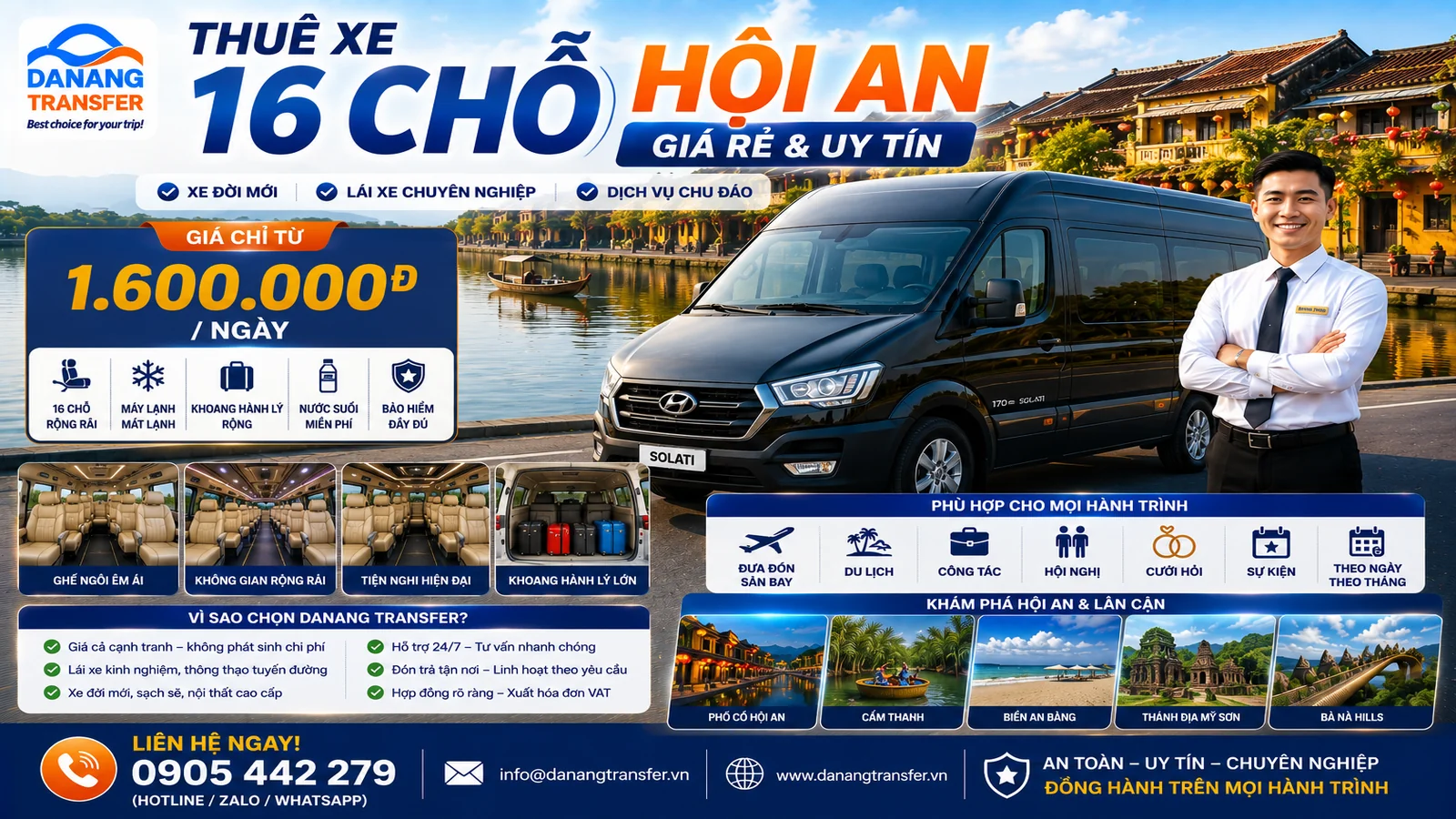 Thuê xe 16 chỗ tại Hội An