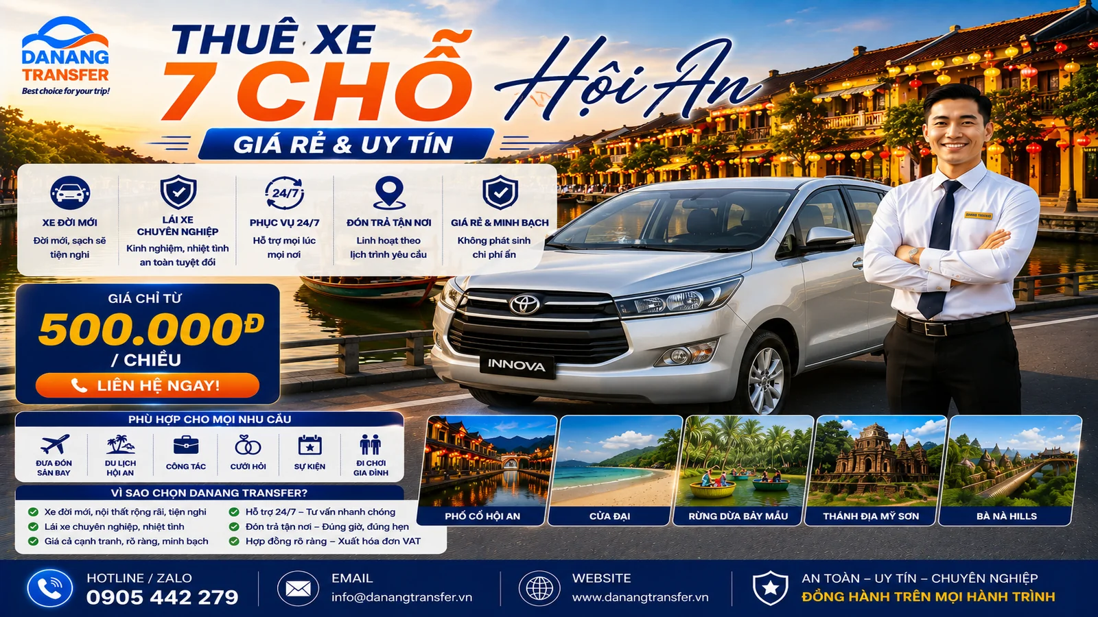 Thuê xe 7 chỗ tại Hội An