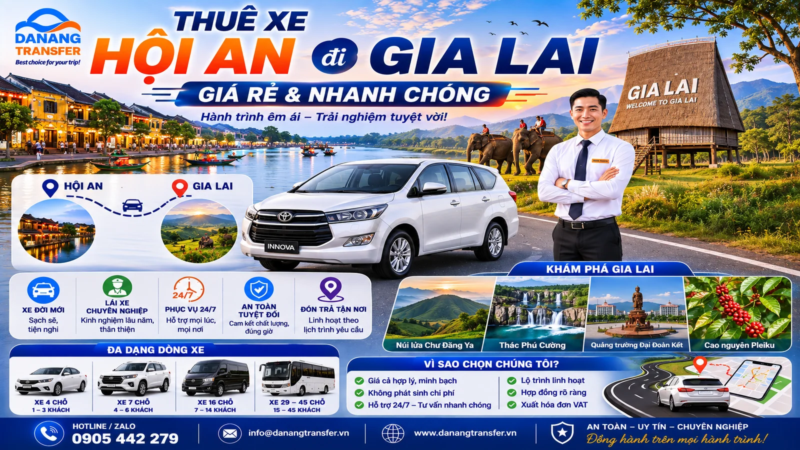 Thuê xe Hội An đi Gia Lai