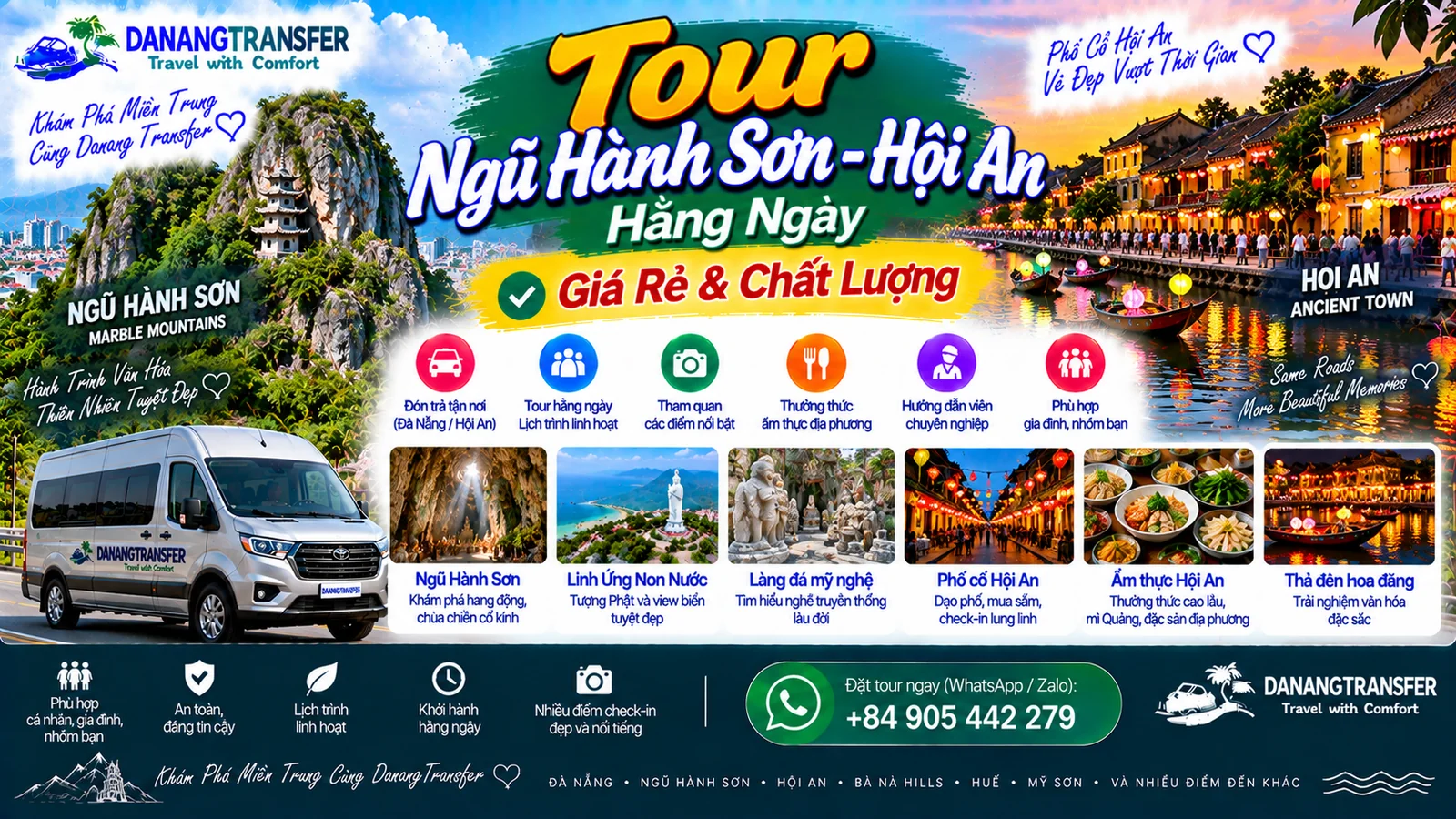 Tour Ngũ Hành Sơn Hội An hằng ngày từ Đà Nẵng, giá rẻ, chất lượng với xe đưa đón tận nơi