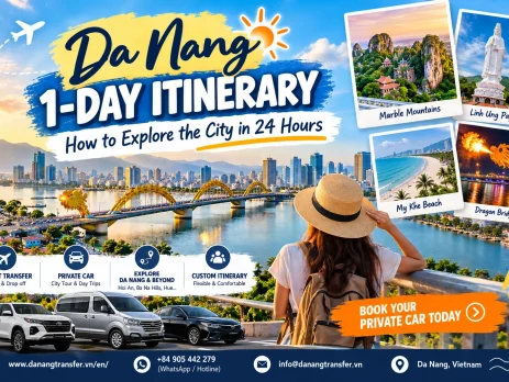 Da Nang 1-day itinerary featuring Marble Mountains, Lady Buddha, My Khe Beach and Dragon Bridge – Danang Transfer
