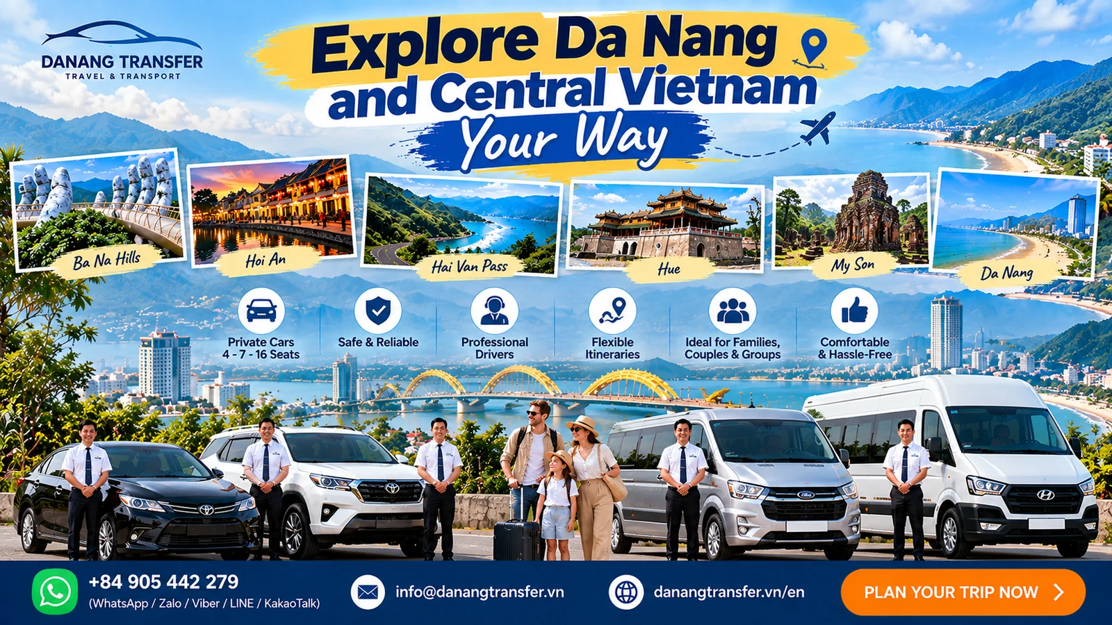 Explore Da Nang and Central Vietnam by private car with professional driver